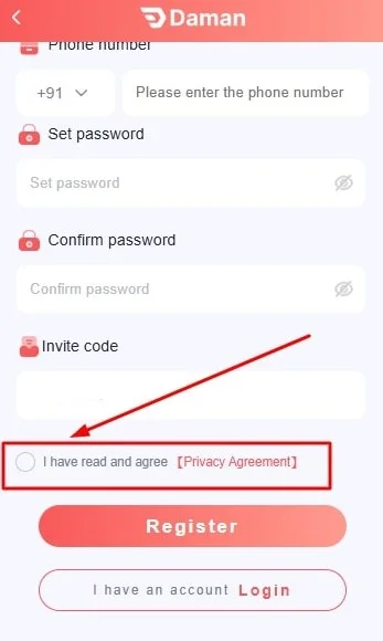 Agree to the terms and conditions